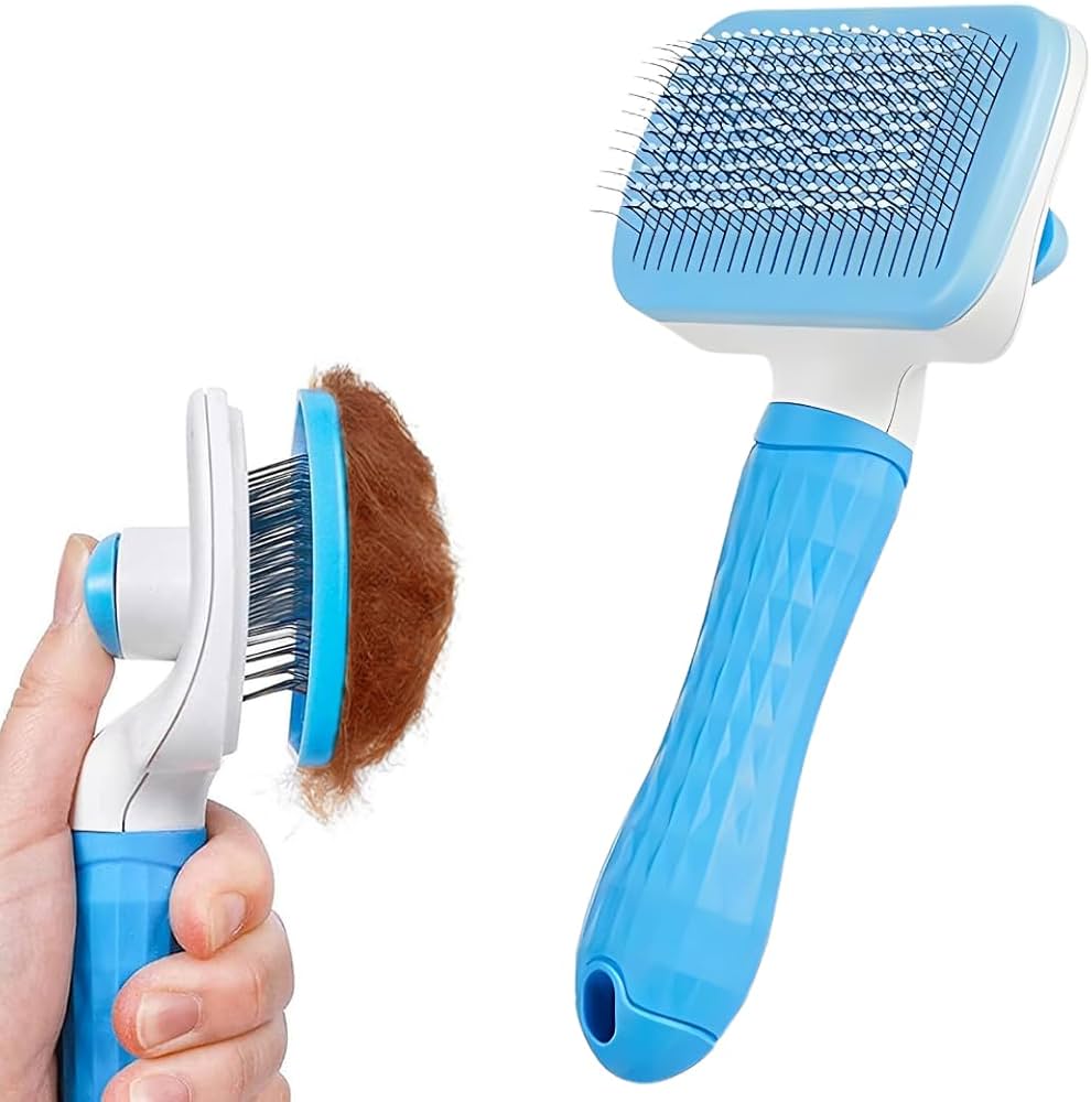 Self-Cleaning Slicker Brush for Dogs & Cats | One-Click Hair Removal