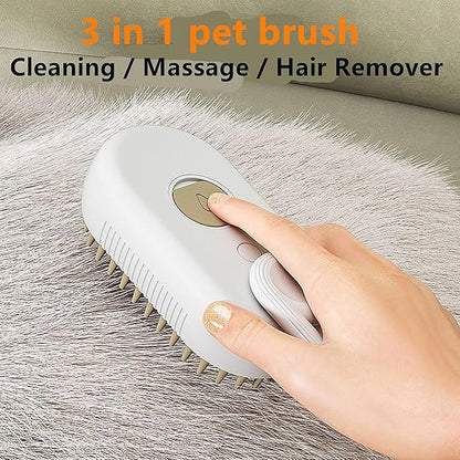 3-in-1 Steam Pet Grooming Brush – Spa-Quality Massage for Dogs & Cats
