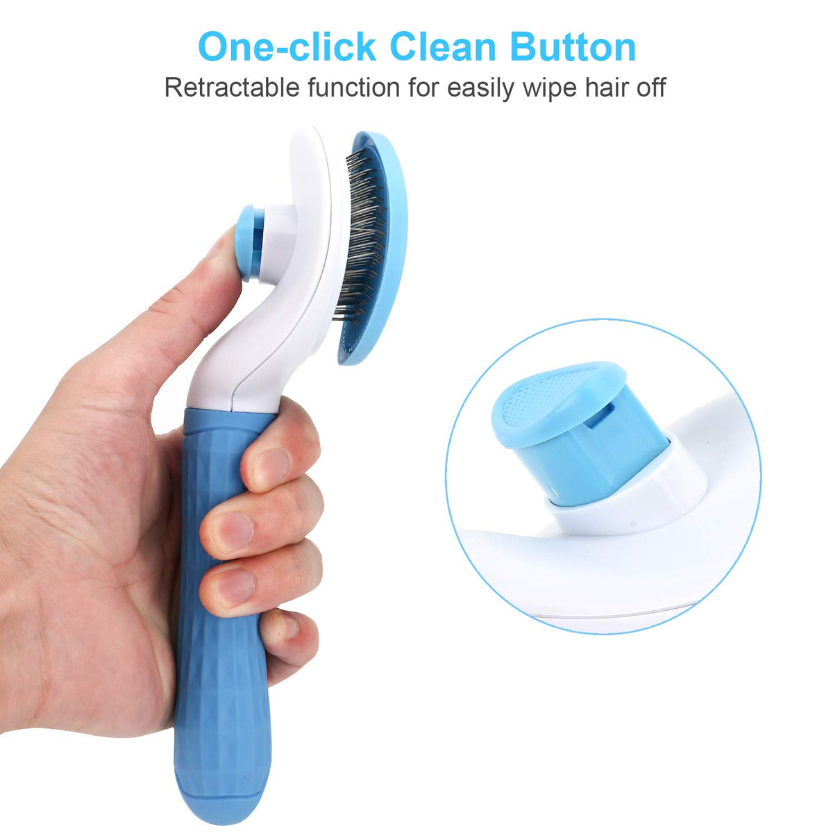 Self-Cleaning Slicker Brush for Dogs & Cats | One-Click Hair Removal