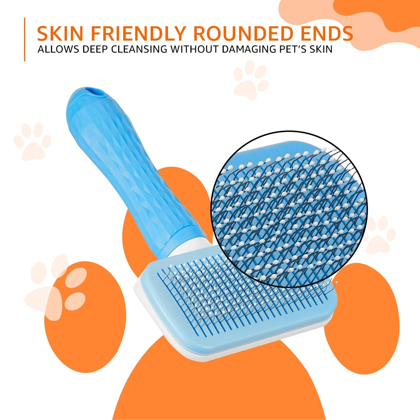 Self-Cleaning Slicker Brush for Dogs & Cats | One-Click Hair Removal