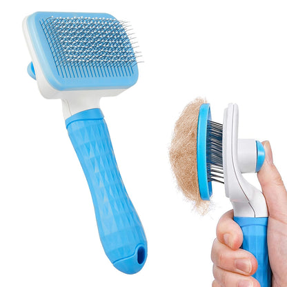 Self-Cleaning Slicker Brush for Dogs & Cats | One-Click Hair Removal
