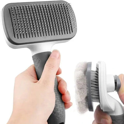 Self-Cleaning Slicker Brush for Dogs & Cats | One-Click Hair Removal