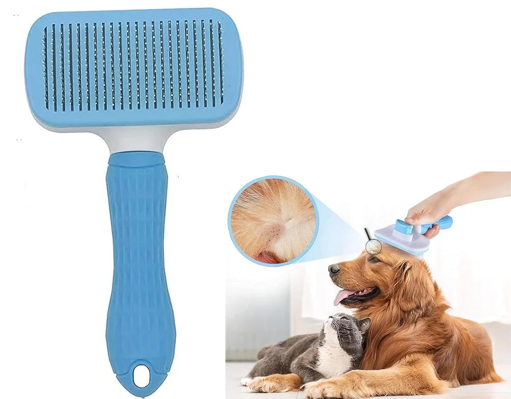 Self-Cleaning Slicker Brush for Dogs & Cats | One-Click Hair Removal
