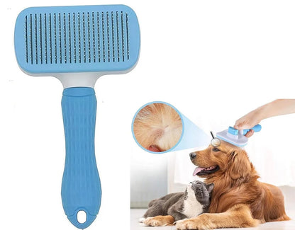 Self-Cleaning Slicker Brush for Dogs & Cats | One-Click Hair Removal